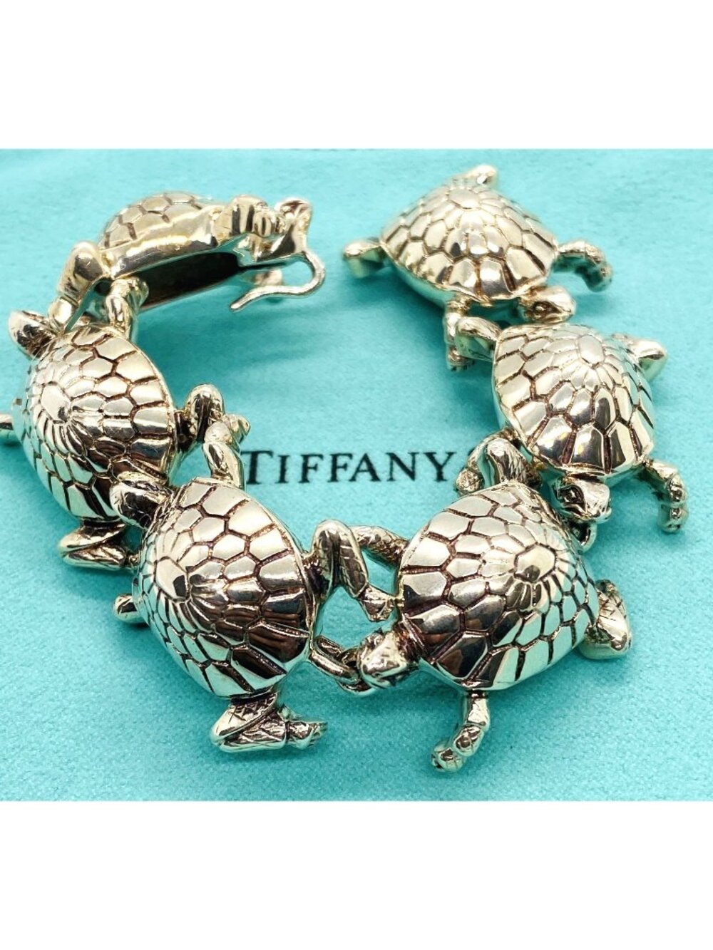 Tiffany & Co Sterling Silver 925 Turtle Link Bracelet 7"